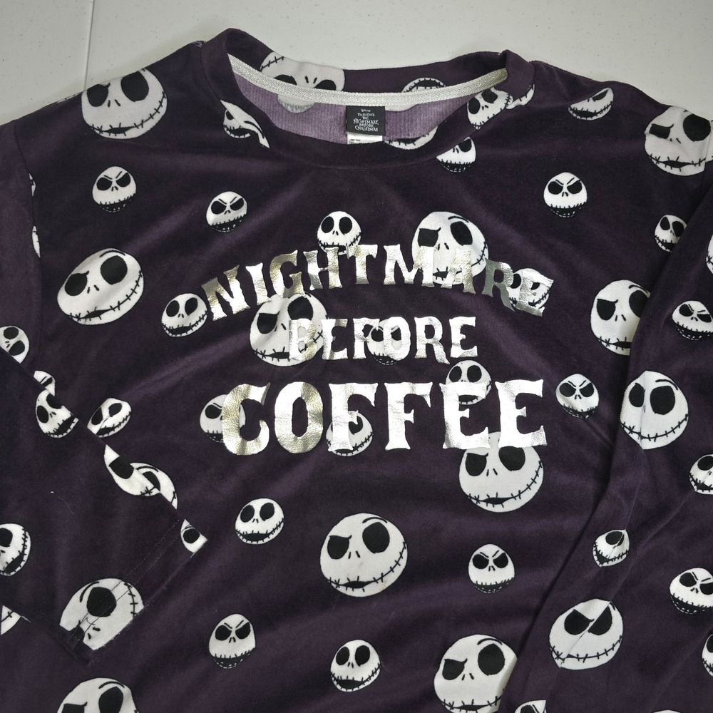 DISNEY Nightmare Before Christmas Coffee Women's Small Purple Pajama Set -759‎